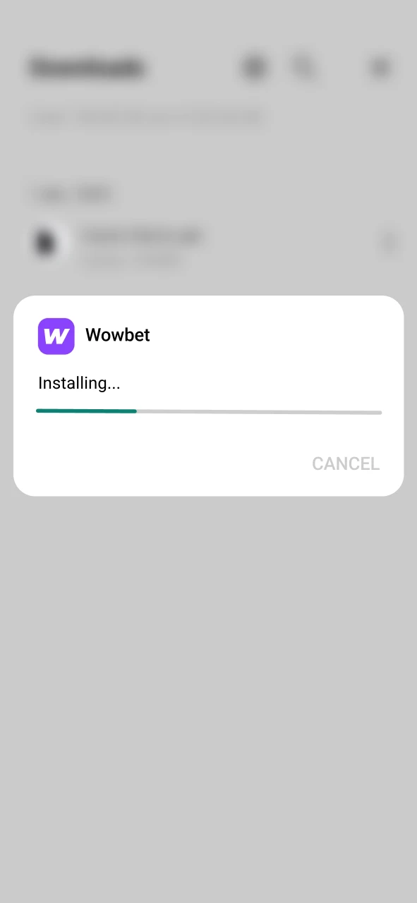 Wait the Wowbet apk installation to complete.