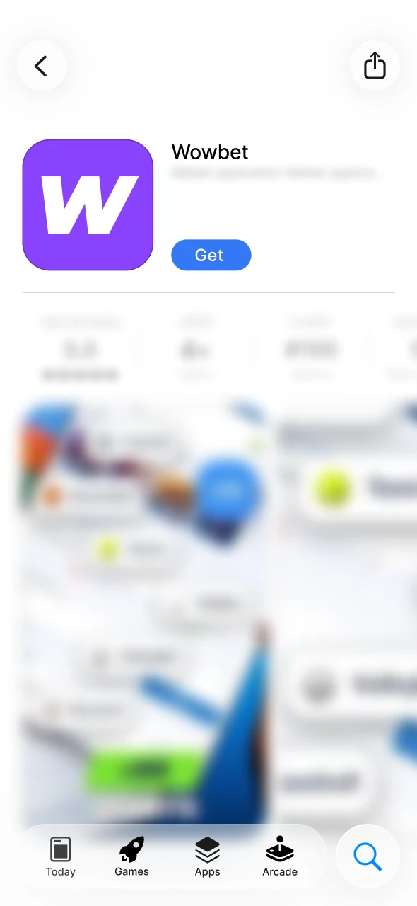 Open the App Store to install the Wowbet app.