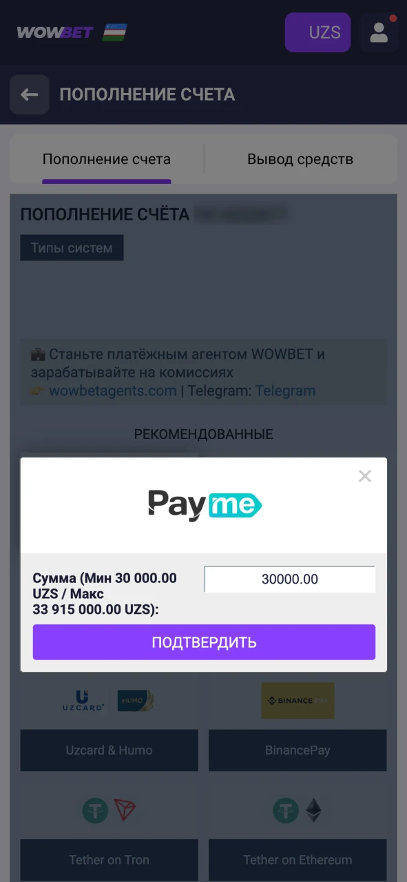 Пополните свой баланс чтобы начать играть или сделать ставку на Wowbet.