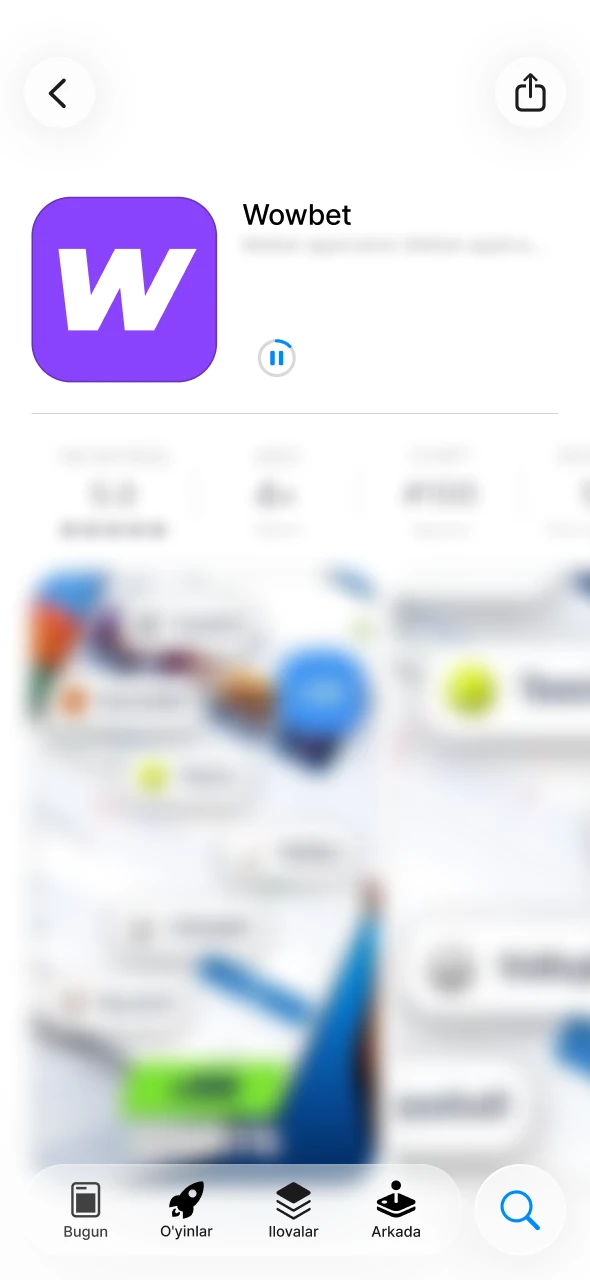 Wowbet ilovasini yangilang va yuklab olish tugashini kuting.