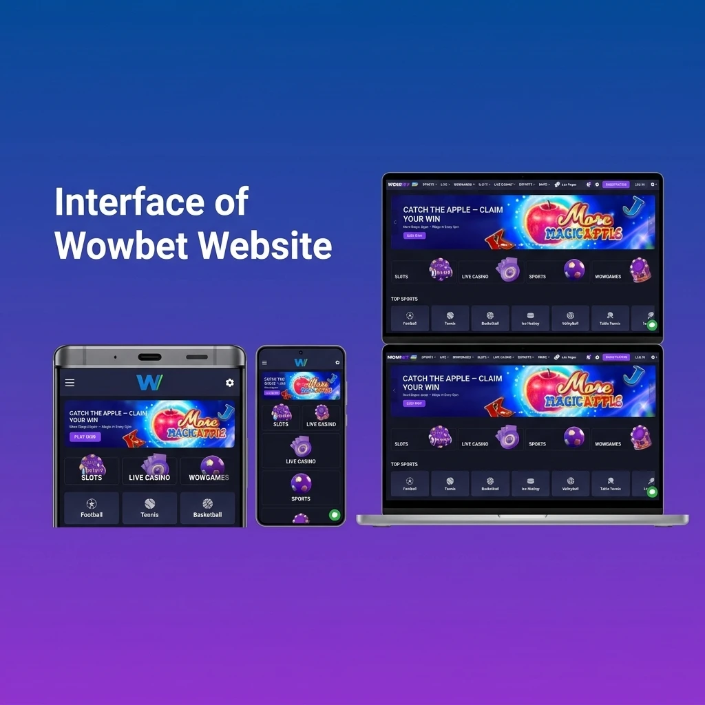 Wowbet website interface showing top navigation with Sports Betting, Live Casino, eSports, and Promotions menu options