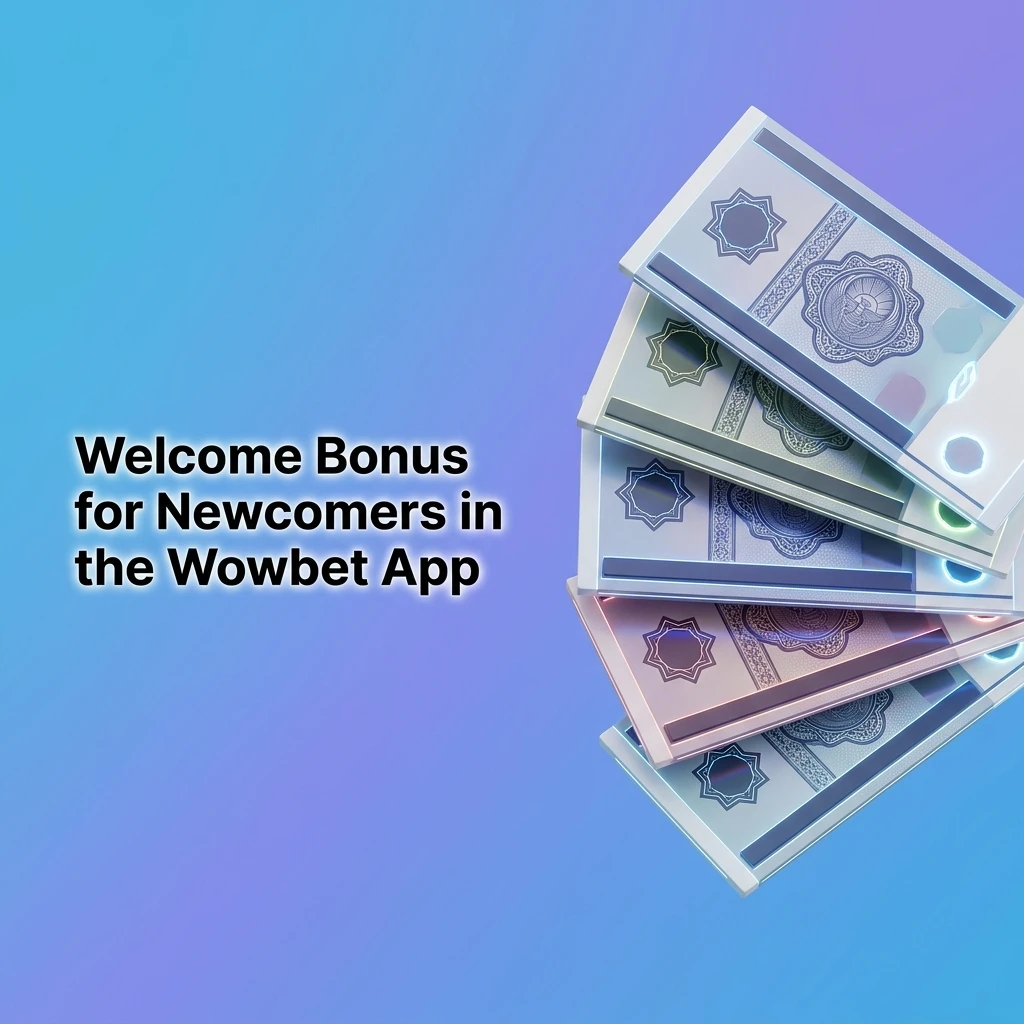 Wowbet app welcome bonus for new users showing 100% deposit match up to 1,212,416 UZS for sports or casino