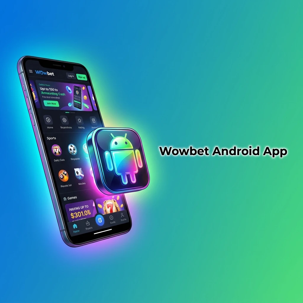 Wowbet Android app interface showing mobile betting and casino games available for free download on Android devices