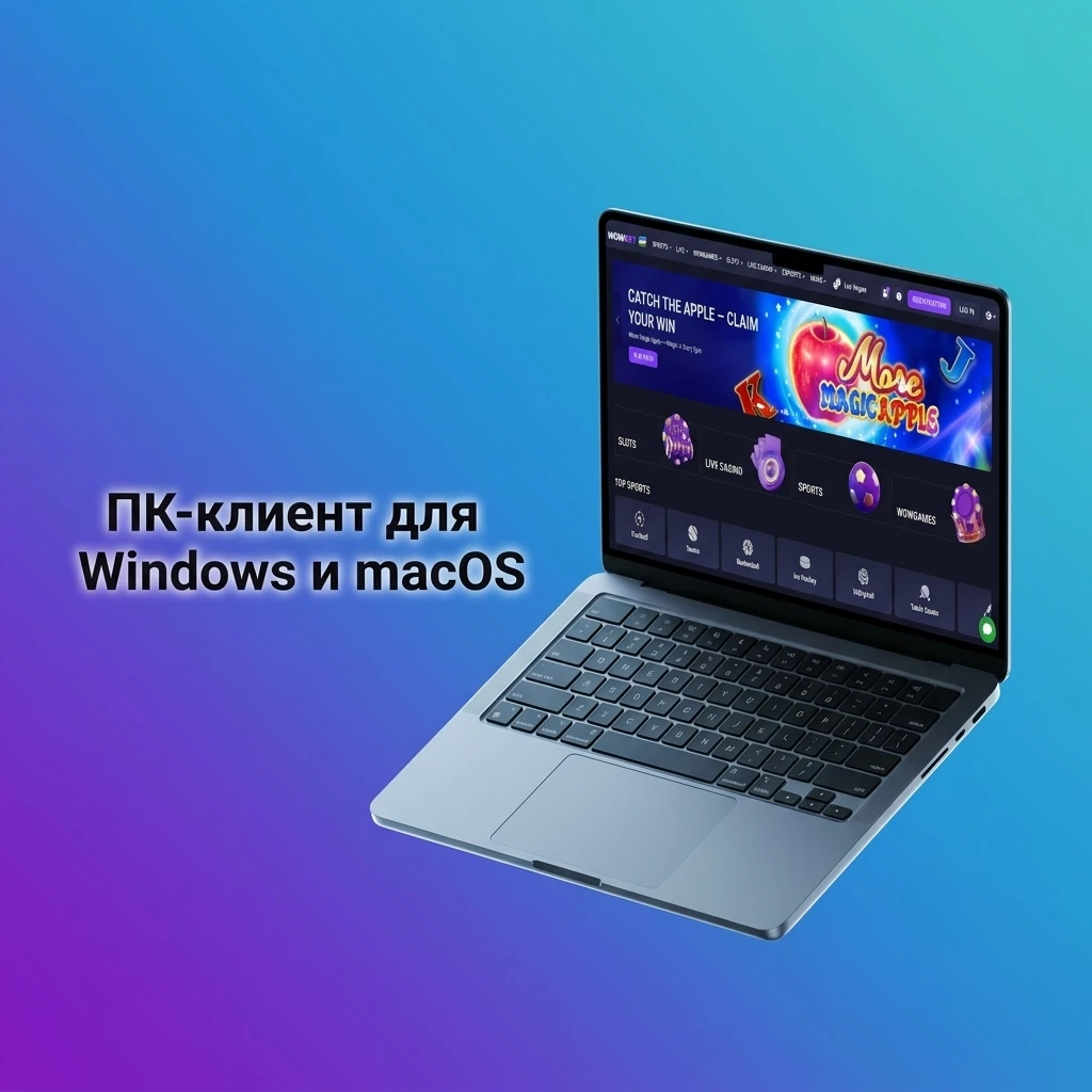 ПК-клиент Wowbet для Windows и macOS — доступ через браузер без установки приложения
